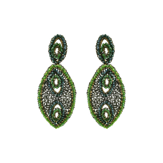 Forest Green Mix Isla Handmade Crochet Earrings