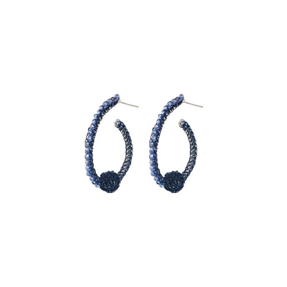 Royal Blue Ovaly Hoops Handmade Crochet Earrings