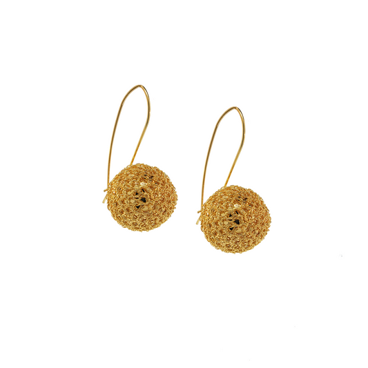 All Gold Sphere Handmade Earrings