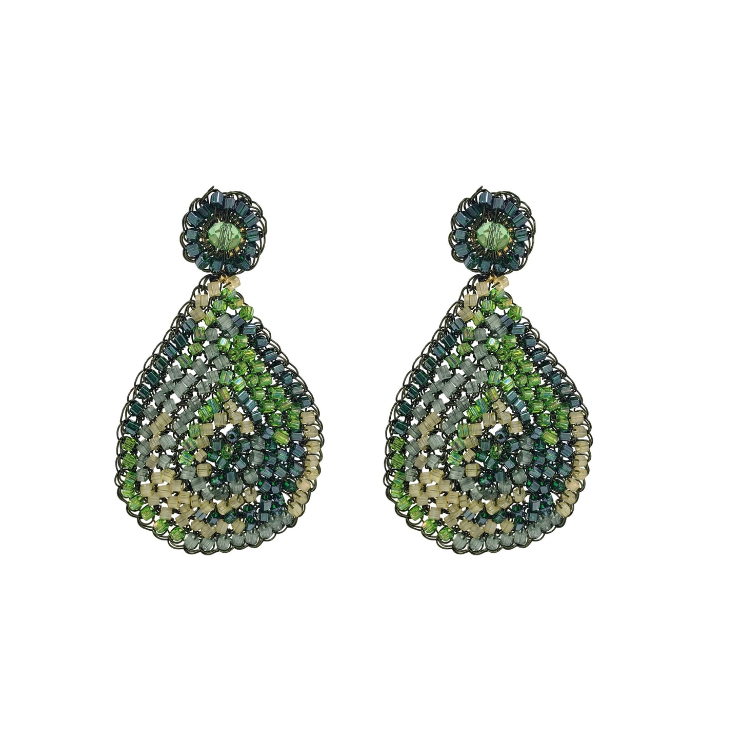 Forest Green Mix Aria Handmade Earrings
