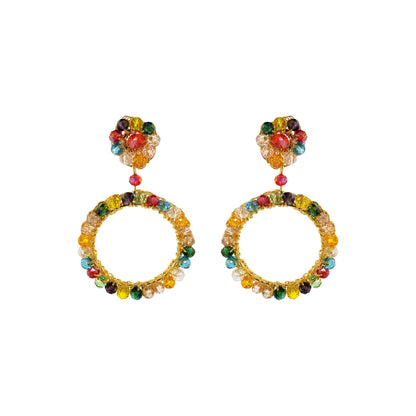 Multicolor & Gold Leah Handmade Crochet Earrings