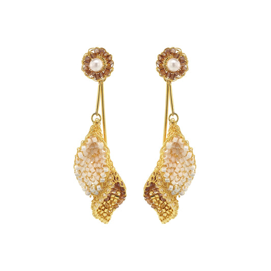 Golden Mix Tulip Duo Handmade Crochet Earrings