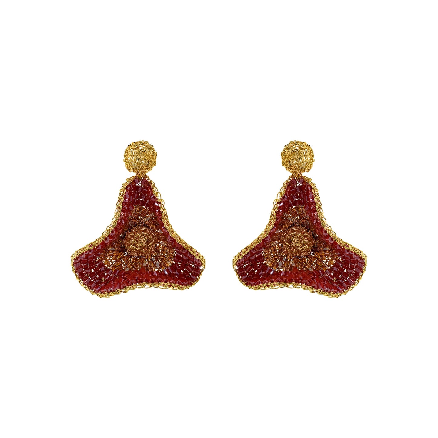 Crimson Red Mix Buttercup Handmade Crochet Earrings