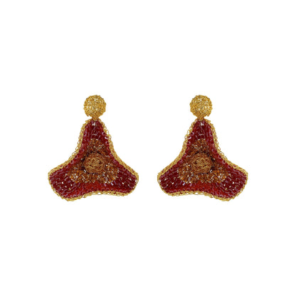Crimson Red Mix Buttercup Handmade Crochet Earrings