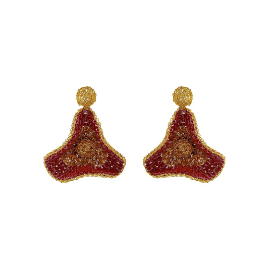 Crimson Red Mix Buttercup Handmade Crochet Earrings