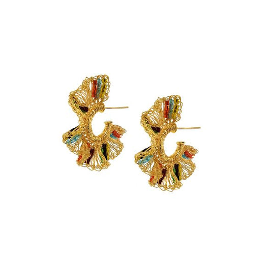 Multicolor & Gold Gaia Hoops Handmade Crochet Earrings