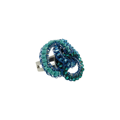 Ocean Blue Mix Leah Trio Handmade Ring