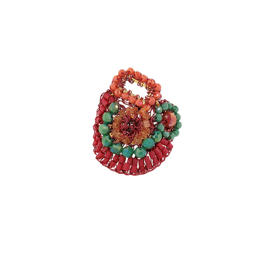 Sunset Coral Mix Althea Maxi Handmade Crochet Ring