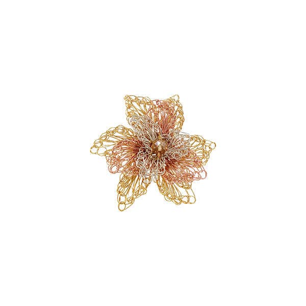 Trio Gold Mix Rose Spikes Handmade Crochet Ring