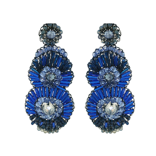 Royal Blue Mix Bishop Cascade Handmade Crochet Earrings
