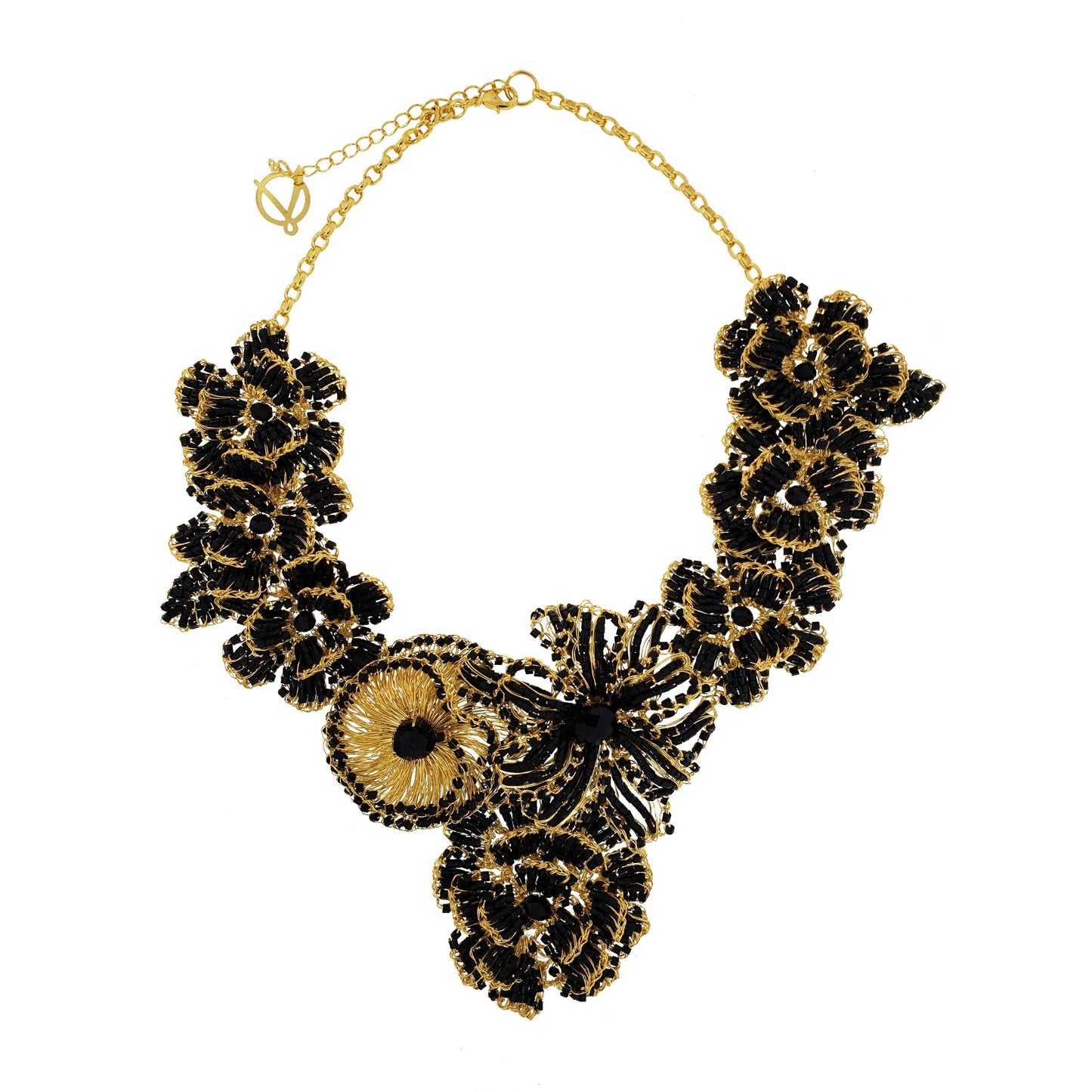 Black & Gold Blossom Handmade Necklace