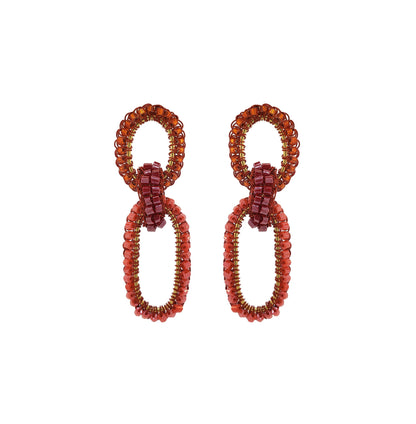 Coral Red Mix Stevie Handmade Crochet Links Earring