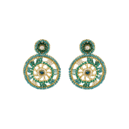 Ocean Teal Mix Clio Handmade Crochet Earrings