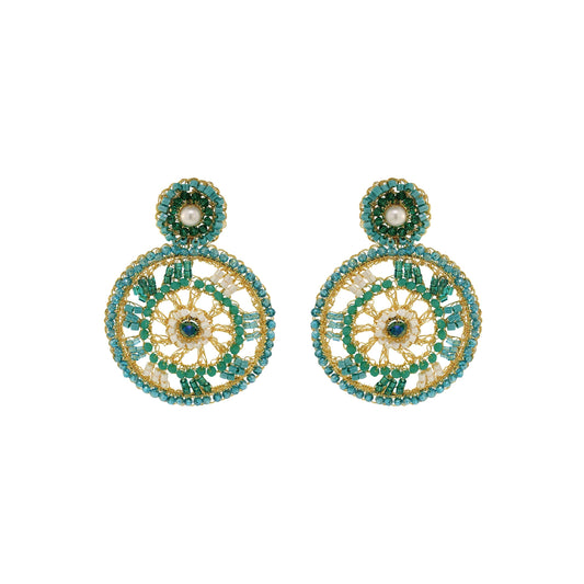 Ocean Teal Mix Clio Handmade Crochet Earrings