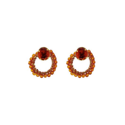 Amber Orange Lena Mini Post Handmade Crochet Earrings
