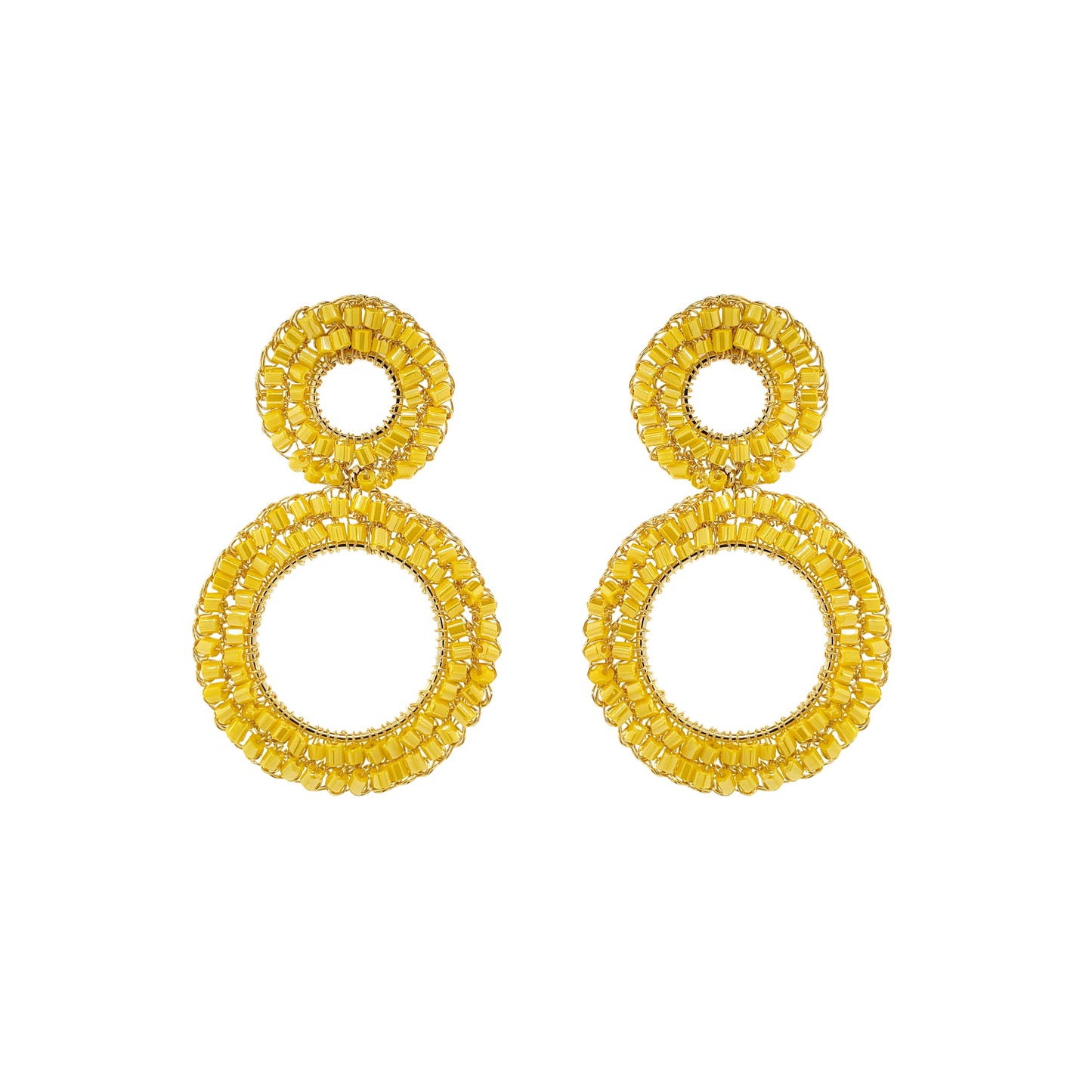 Summer Yellow & Gold Nyx Handmade Crochet Earrings