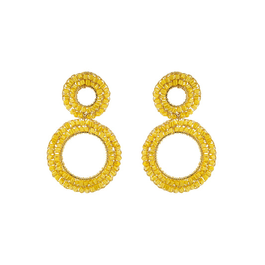 Summer Yellow & Gold Nyx Handmade Crochet Earrings
