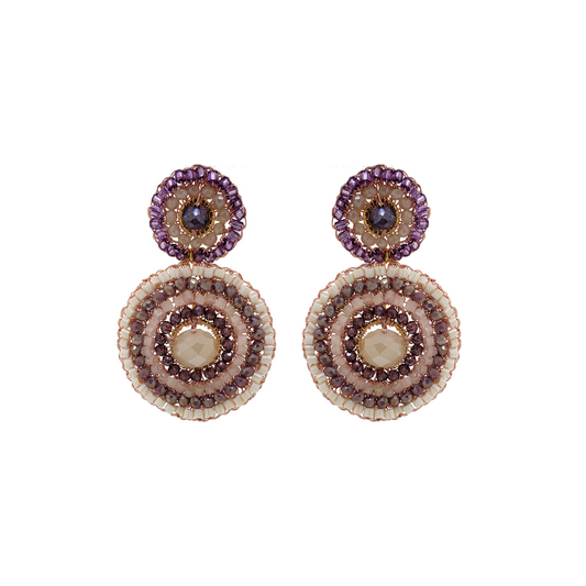 Lilac Double Mandala Handmade Crochet Small Earrings