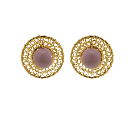 Mauve & Gold Lara Post Handmade Crochet Earrings