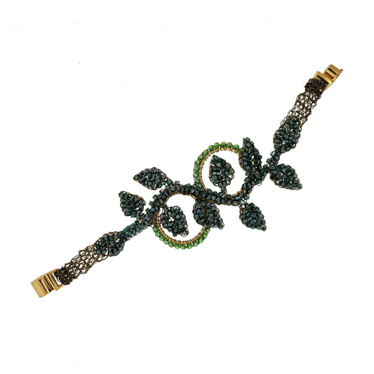 Forest Green Mix Fiori Handmade Crochet Bracelet