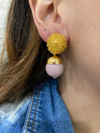 Lilac & Gold Ciara Handmade Earrings