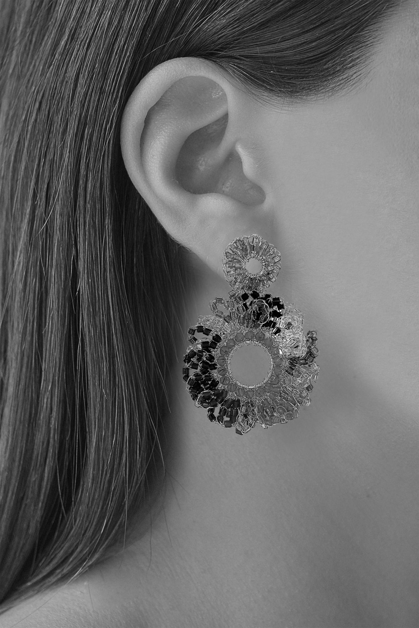 Coral Red Mix Marigold Handmade Crochet Earrings