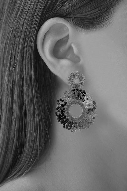 Coral Red Mix Marigold Handmade Crochet Earrings