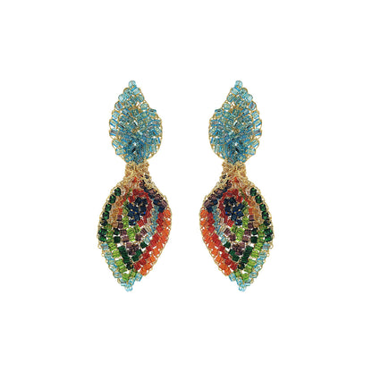Multi & Gold Calla Double Handmade Crochet Earrings