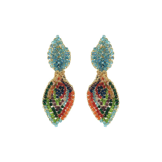 Multi & Gold Calla Double Handmade Crochet Earrings