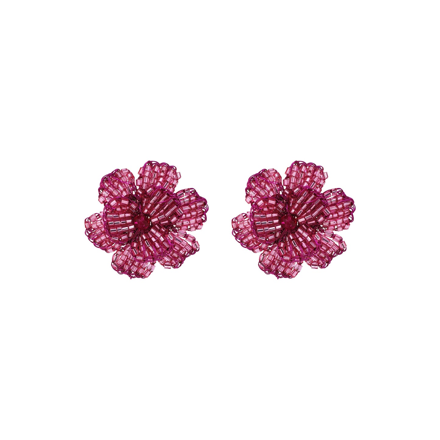 Pink Flora Handmade Crochet Post Earrings