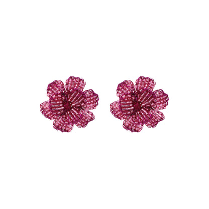 Pink Flora Handmade Crochet Post Earrings