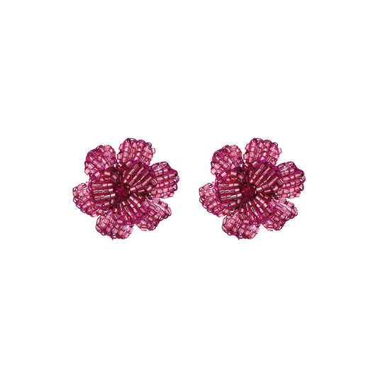 Pink Flora Handmade Crochet Post Earrings
