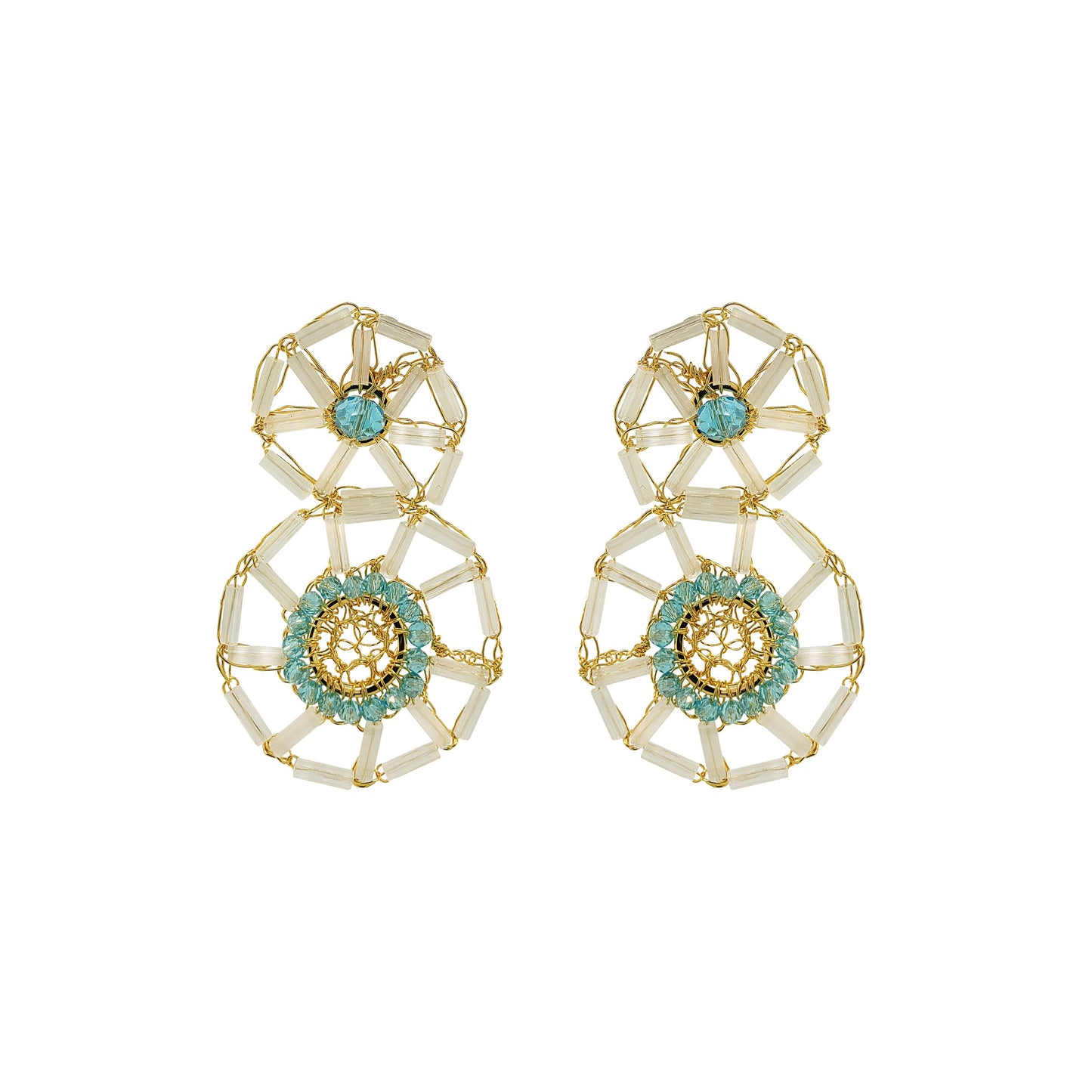 Seafoam Blue Mix Themis Duo Handmade Crochet Earrings