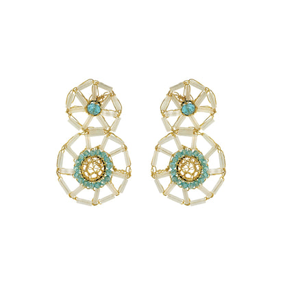 Seafoam Blue Mix Themis Duo Handmade Crochet Earrings