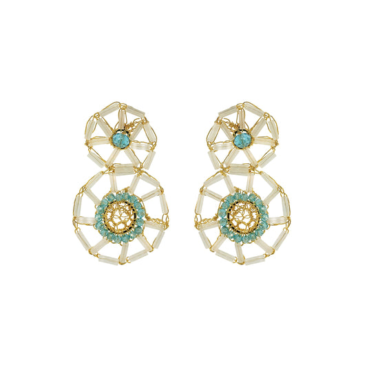 Seafoam Blue Mix Themis Duo Handmade Crochet Earrings