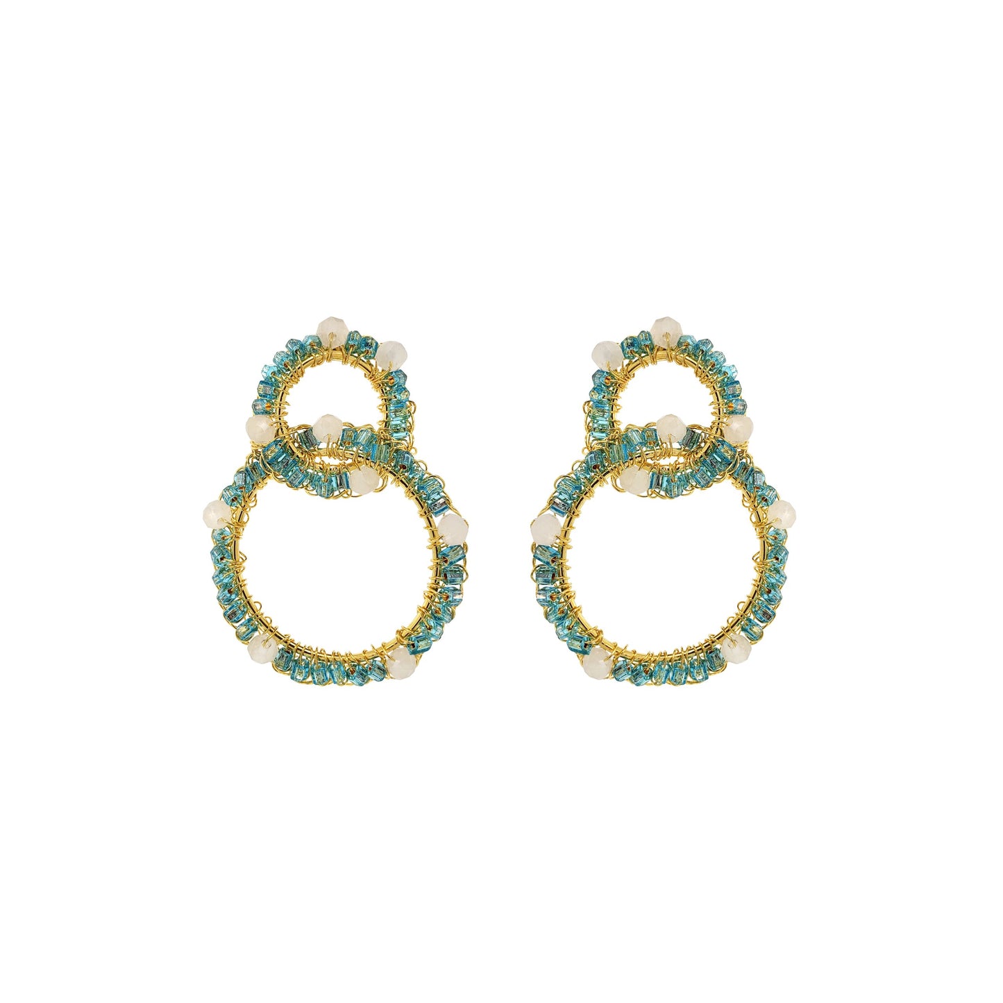 Seafoam Blue Mix High Roller Handmade Crochet Earrings