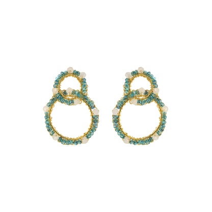 Seafoam Blue Mix High Roller Handmade Crochet Earrings