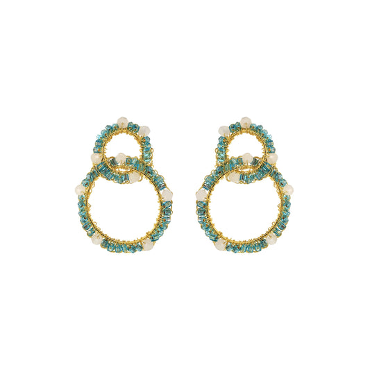 Seafoam Blue Mix High Roller Handmade Crochet Earrings