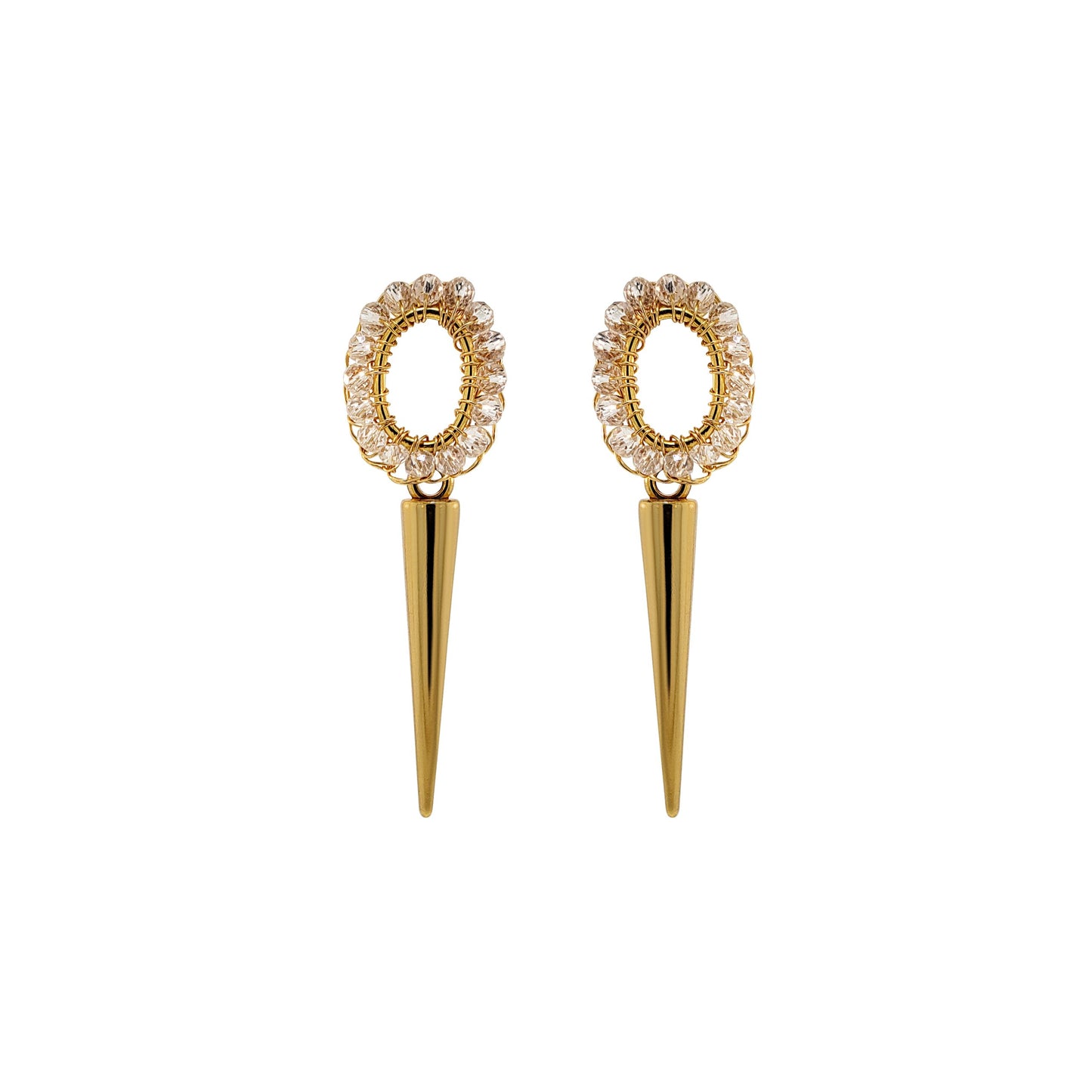 Clear & Gold Urban Spike Handmade Crochet Earrings