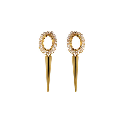 Clear & Gold Urban Spike Handmade Crochet Earrings