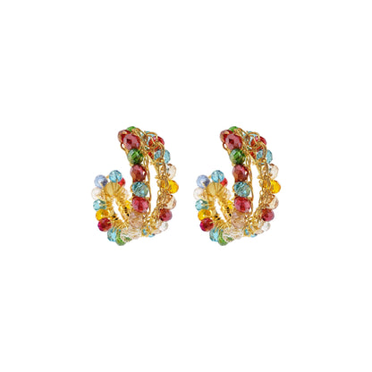 Multi & Gold Nina Handmade Crochet Hoops