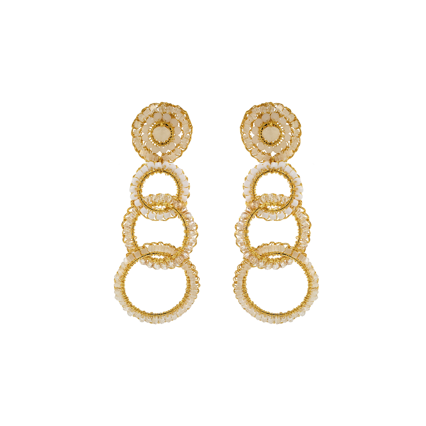 White & Gold Olympia Handmade Earrings