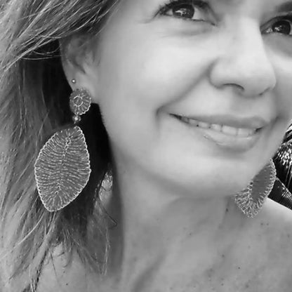 Rose Quartz Leaf Handmade Crochet Earrings