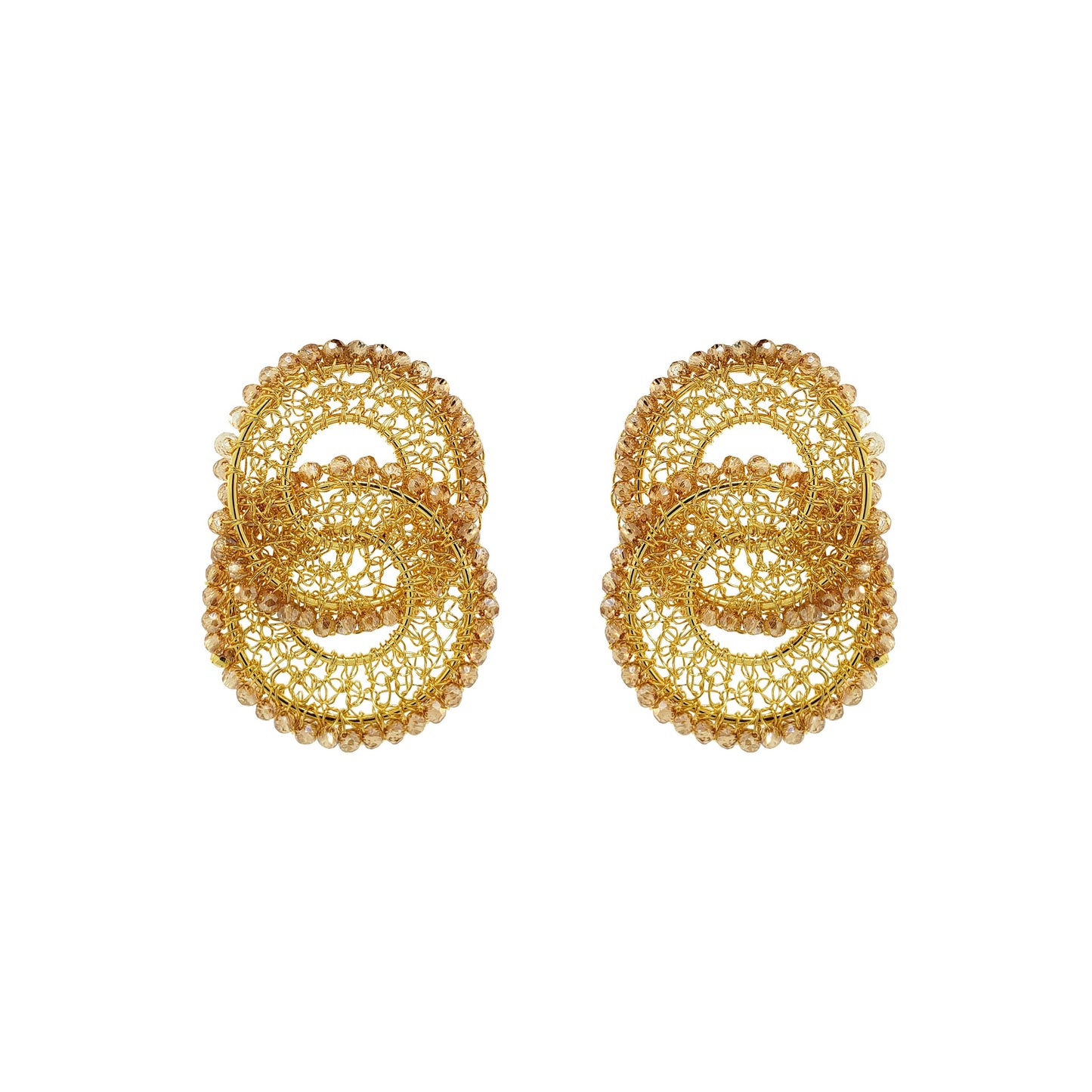 Amber & Gold Minerva Duo Handmade Crochet Earrings