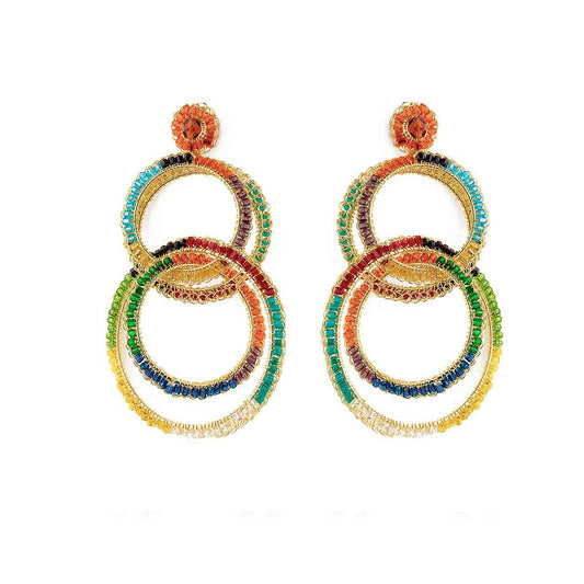 Multicolor & Gold Mila Handmade Crochet Earrings