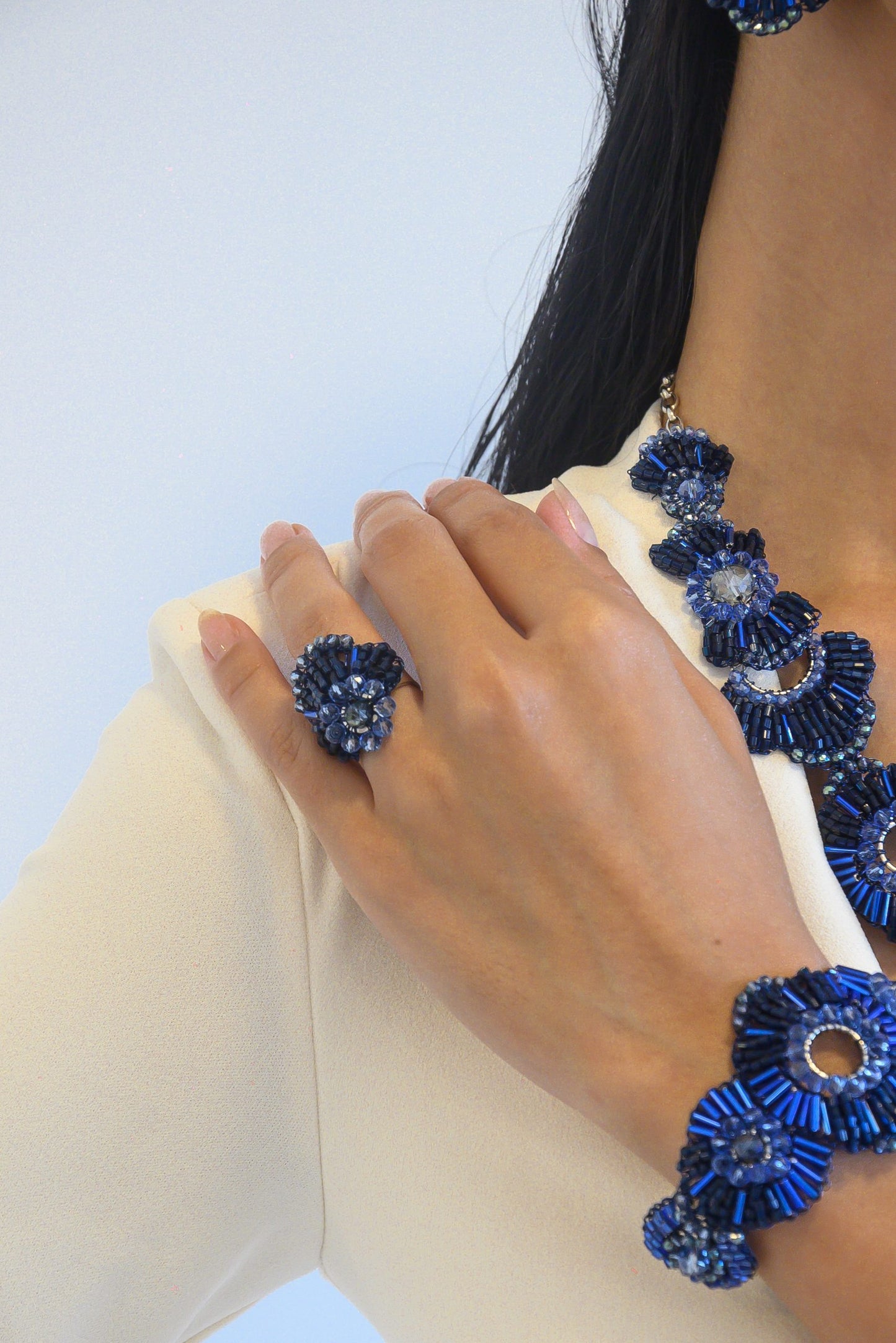 Royal Blue Mix Queen Handmade Crochet Ring