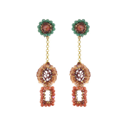 Sunset Coral Mix Tyche Mini Handmade Crochet Earrings