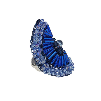 Royal Blue Mix Rooks Handmade Crochet Ring