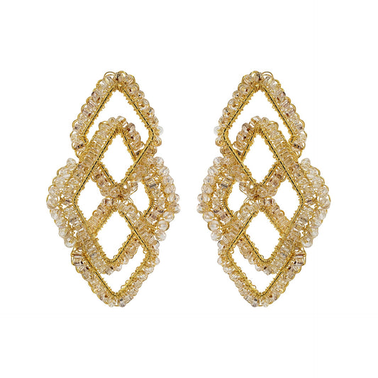 Clear & Gold Emery Handmade Crochet Earrings