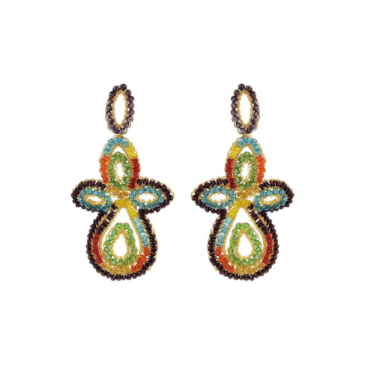 Multi & Gold Echo Handmade Crochet Earrings